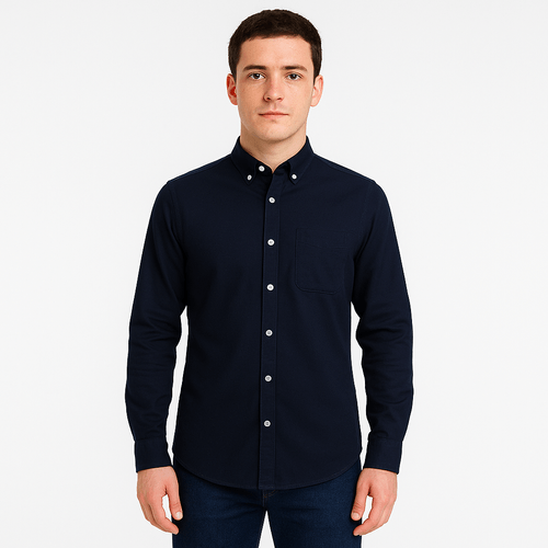Camisa navy sólida para hombre