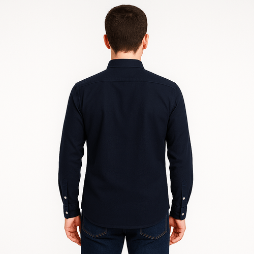 Camisa navy sólida para hombre