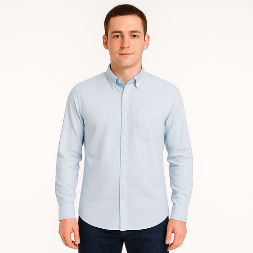 Camisa celeste sólida para hombre