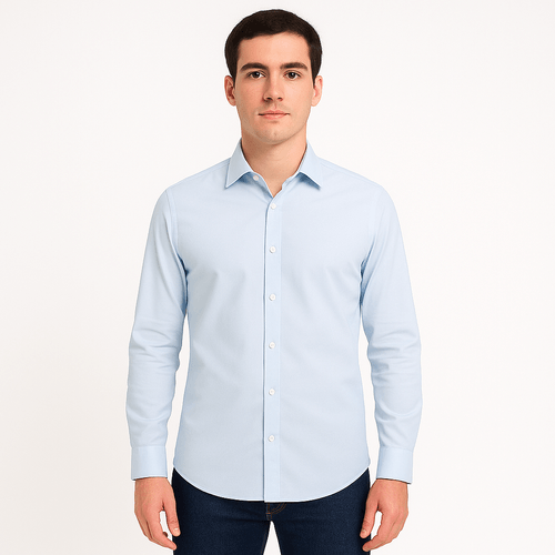 Camisa formal celeste sólida