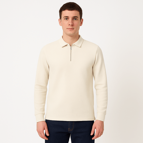 Camisa casual ivory con textura