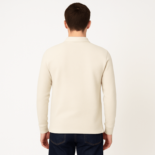 Camisa casual ivory con textura