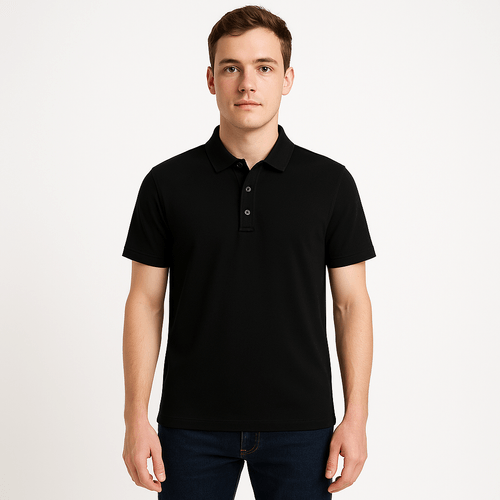 Camisa tipo polo sólido negro