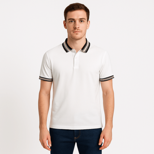 Camisa tipo polo sólido blanco