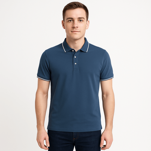 Camisa tipo polo sólido azul
