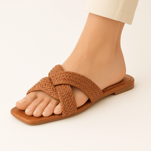 Sandalias casuales café con textura