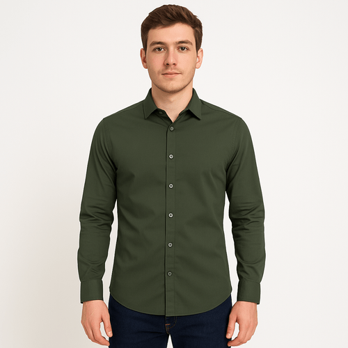 Camisa gris sólida para hombre