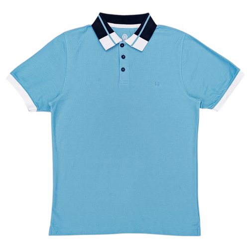Camisa tipo polo celeste para hombre