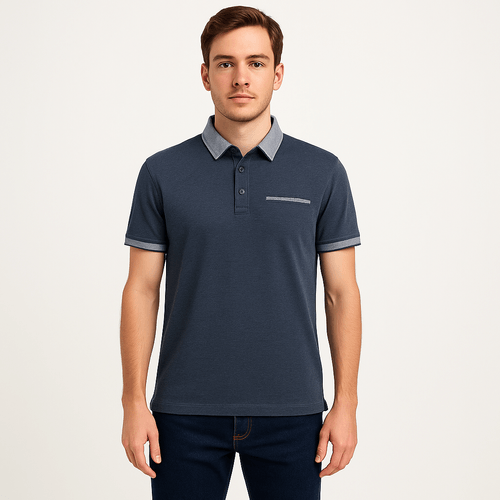 Camisa tipo polo navy con textura