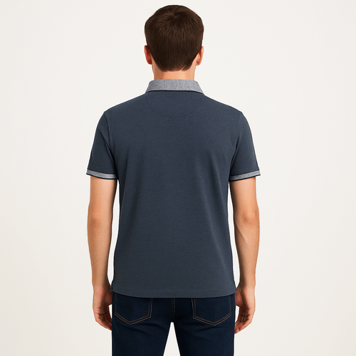 Camisa tipo polo navy con textura