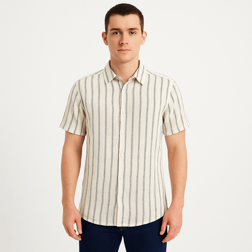 Camisa casual blanca rayada