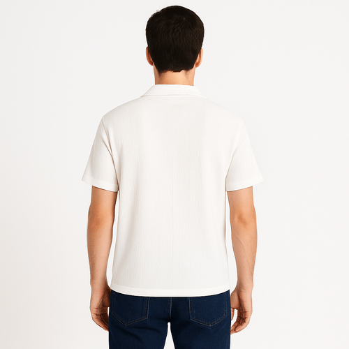 Camisa casual blanca con textura