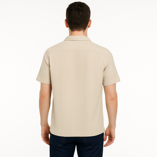 Camisa casual beige con textura
