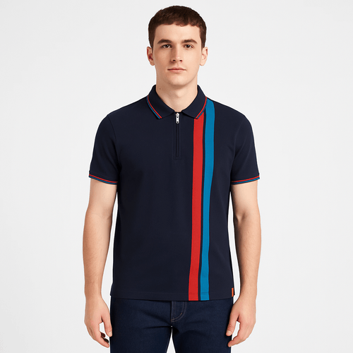 Camisa tipo polo navy estampada