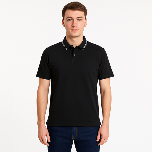 Camisa tipo polo negro sólido