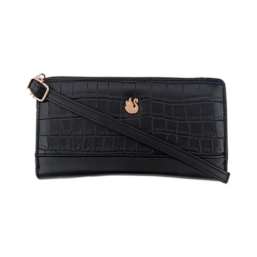 Billetera negra zip around para mujer