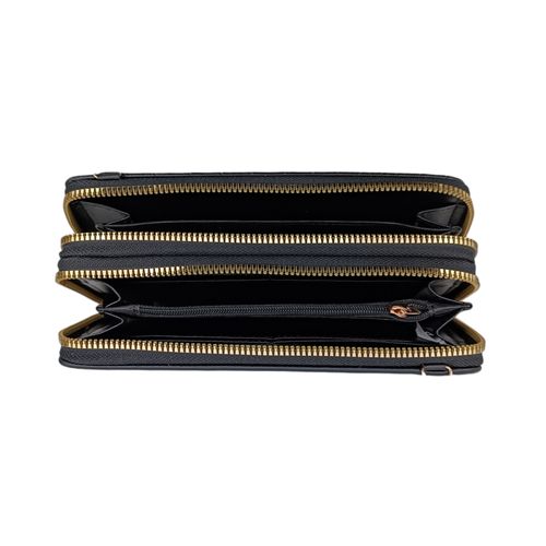 Billetera negra zip around para mujer