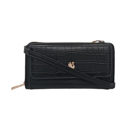 Billetera zip around negra para mujer