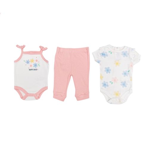 Set de 3 piezas de mamelucos y pantalón para bebé niña