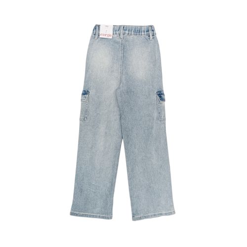 Wide leg jeans lavado celeste para niña