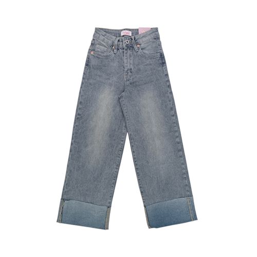 Wide leg jeans lavado gris para niña