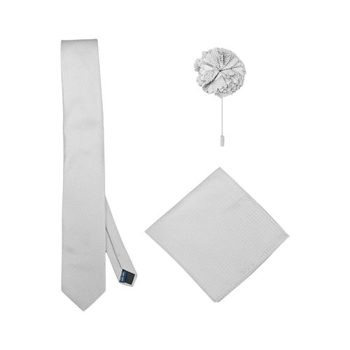 Set de corbata y pañuelo gris para hombre