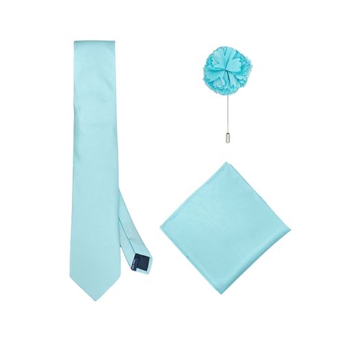 Set de corbata y pañuelo celeste para hombre