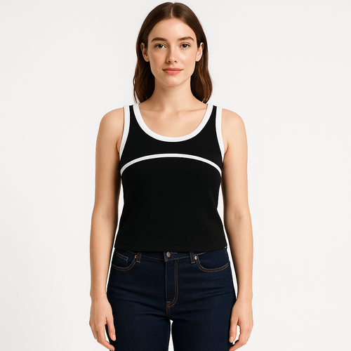 Tank top negro sólido para mujer