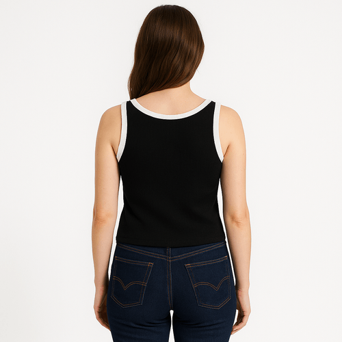 Tank top negro sólido para mujer