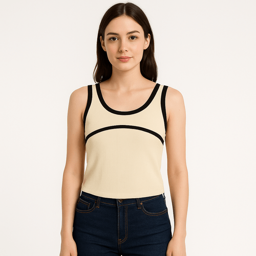 Tank top bicolor sólido para mujer
