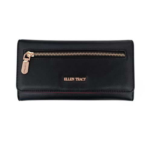 Billetera bifold negra para mujer
