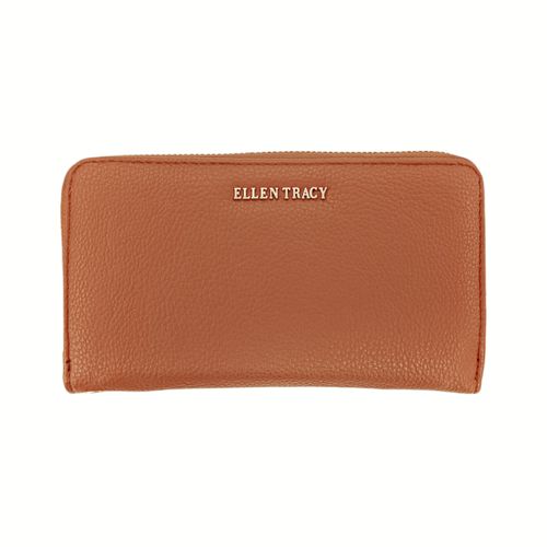 Billetera zip around café con textura para mujer