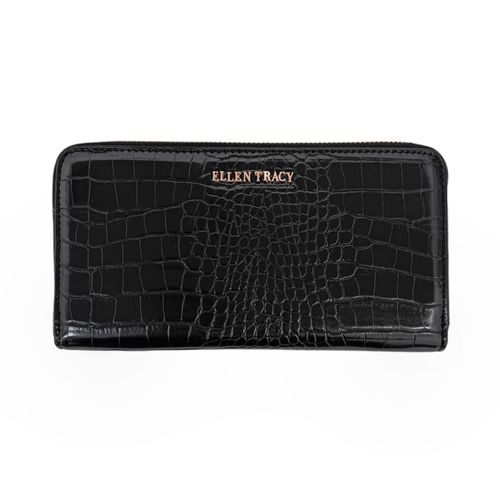 Billetera zip around con textura para mujer
