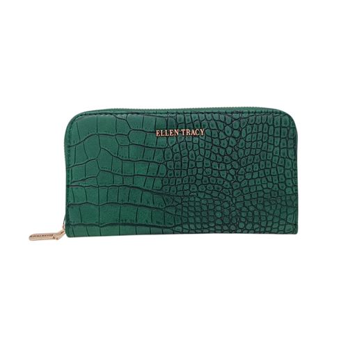 Billetera zip around con textura para mujer