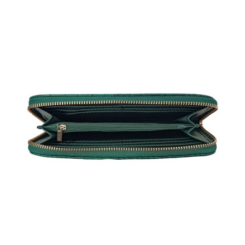 Billetera zip around con textura para mujer