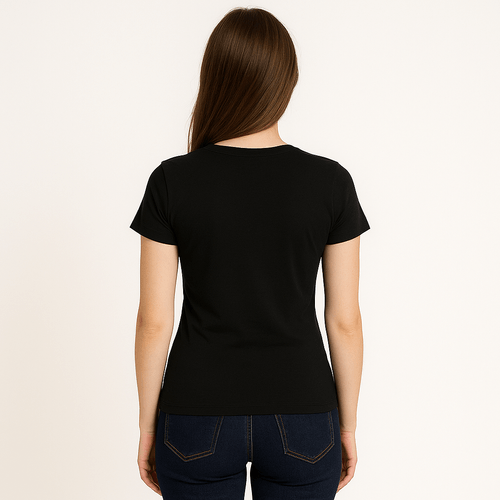 Camiseta negra sólida para mujer