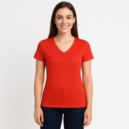 Camiseta roja sólida para mujer