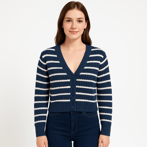 Cropped cardigán calado para mujer