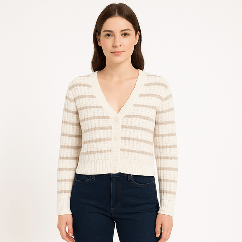 Cropped cardigán calado para mujer