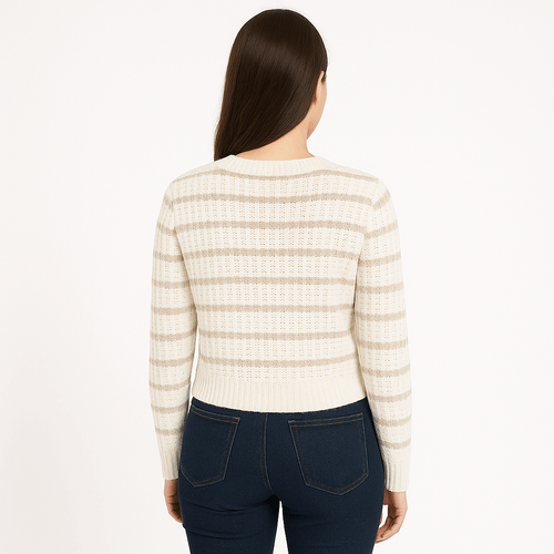 Cropped cardigán calado para mujer