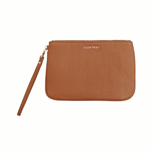 Billetera zip around café con textura para mujer