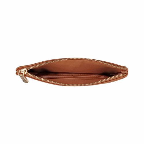 Billetera zip around café con textura para mujer