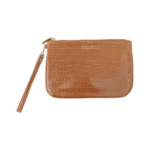 Billetera zip around café sólido para mujer