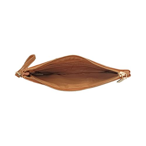 Billetera zip around café sólido para mujer