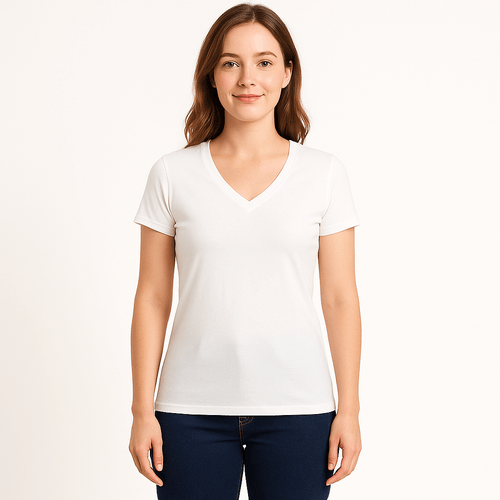 Camiseta blanca sólida para mujer