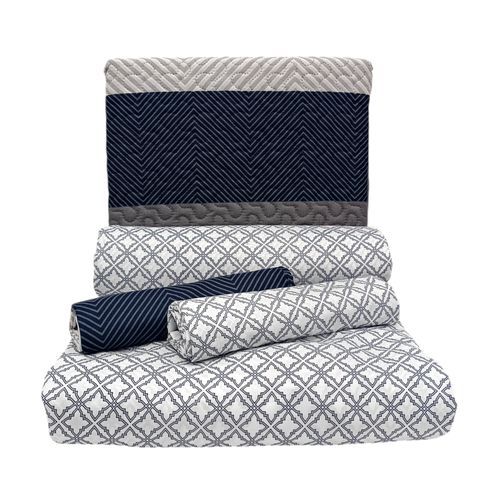 Set de cubrecama twin estampado de 5 piezas bicolor