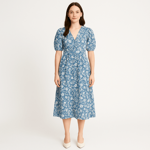Vestido celeste estampado