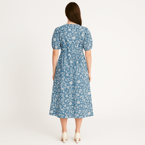 Vestido celeste estampado