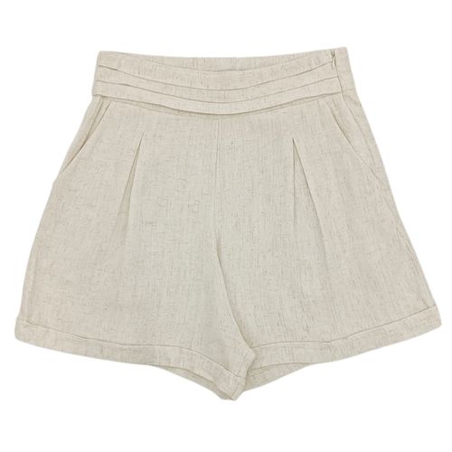Short beige lino sólido