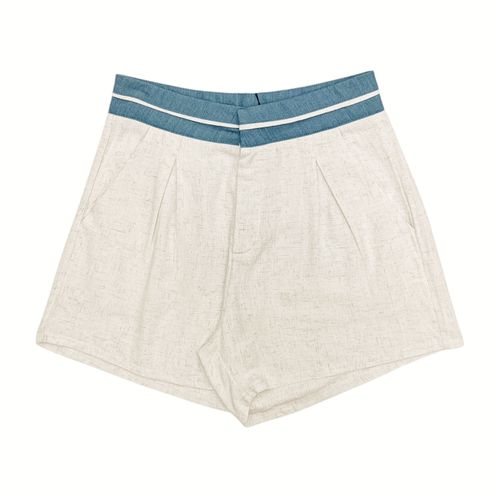 Short de lino ivory sólido